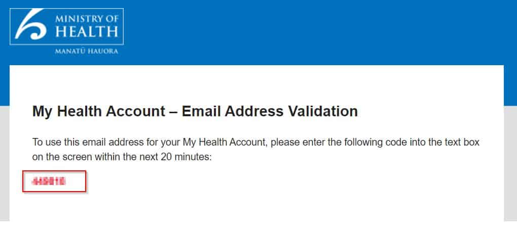 Email address verification code